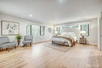 MASSIVE primary bedroom overlooking backyard