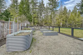 Eat what you grow in this glorious garden area with raised garden beds and irrigation
