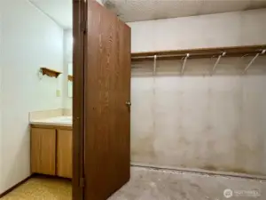 There is room to install a stand-up shower or expand the primary bath.