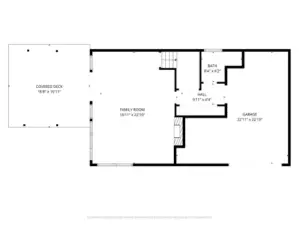Lower level floor plans with dimensions of each room.