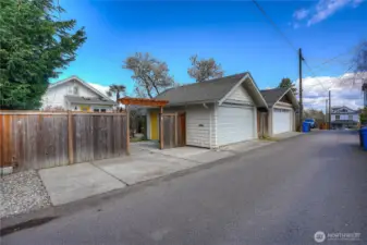 Paved alley with extra parking