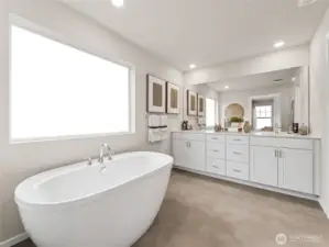 Soak away your worries in your free-standing tub. Pictures are for representational purposes only, colors and features may vary.
