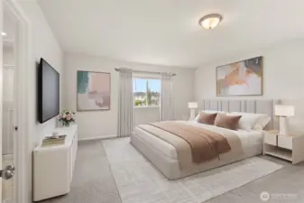 (virtually staged primary bedroom)