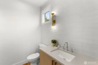 Main-level powder room offers convenience and comfort