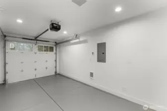 Oversized garage with 40-AMP EV charger—ready for your electric vehicle.