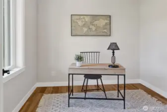The office/den could easily be used as 4th bedroom, media room, or play room. It’s conveniently located by the kitchen so you can keep an eye on things while you’re cooking!
