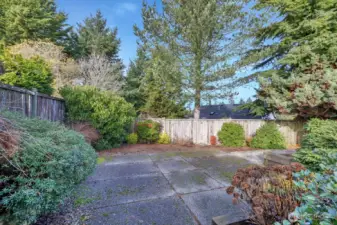 The back yard is a gardeners delight.