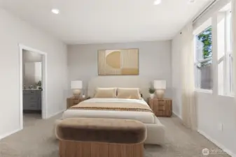 Primary bedroom with large windows to let natural light in*Finishes and options will vary.