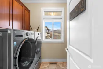 Every room has a view - even the main floor laundry room. A laundry sink is behind the door. Washer and dryer are new and are included in the sale.