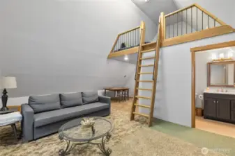 Bonus space upstairs with additional sleeping loft and bathroom.