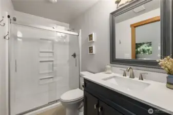 New 3/4 bath upstairs off the bonus room.