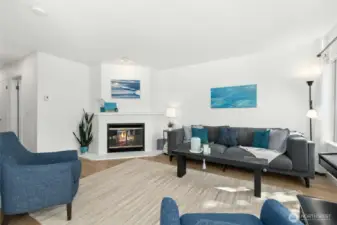 Cozy wood burning fireplace