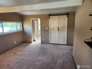 Master bedroom with new closet door!!