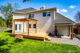 Gazebo has shades to attach during those warm summer months so you can keep enjoying this wonderful backyard on the hottest days