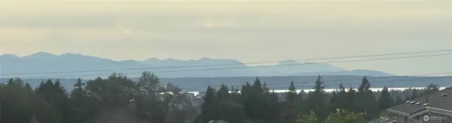 View of the Olympic Mountains from living room window