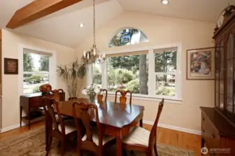 Lovely dining area enjoys views of amazing sunsets.