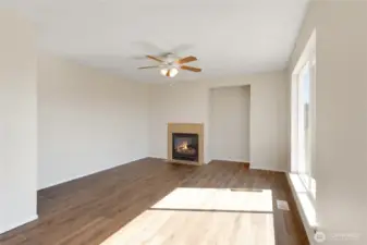 Propane fireplace in family room