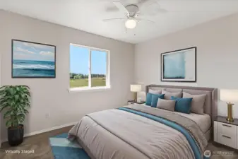 Virtually staged bedroom.