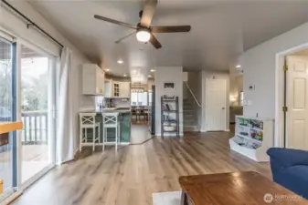 View from family room looking toward kitchen