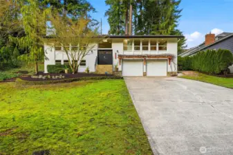 Classic Mid Century Exterior in Forest Park Everett with Two Car over sized Garage and Fresh Landscaping