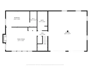 Lower Level Floor Plan with Large Family Room, Additional Bedroom and Two Car Garage Access