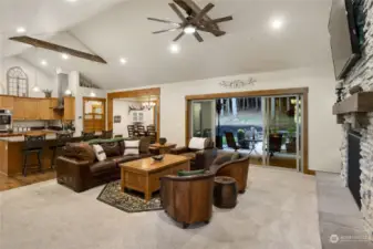 Spacious great room with vaulted ceilings.
