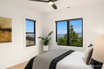 One of the beautifully appointed upper-level bedrooms.