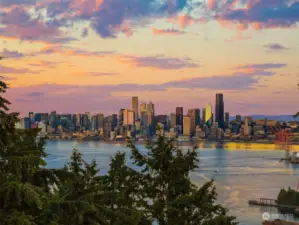 Sweeping views of the Seattle skyline from the patio.