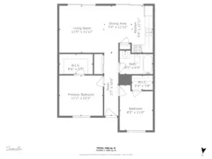 Floor plan.  The actual square footage of the Condo is 763
