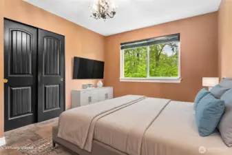 Second upper floor guest bedroom. Virtually staged.