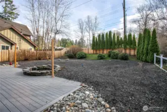 Also has a newer fence around two sides of the yard. The back area near the fence is part of a conservation easement.