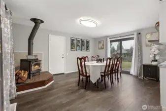 Cozy wood burning stove perfect for those cold nights!