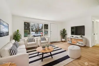 Living room with large west facing window