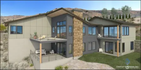 Digital rendering of home from view side off of Sky Harbor Dr.