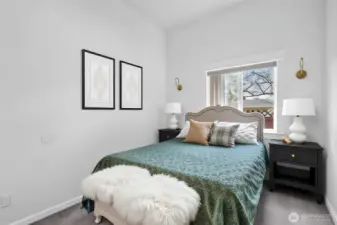 Bedroom downstairs - lightly virtually staged