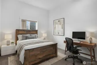 Bedroom downstairs - virtually staged