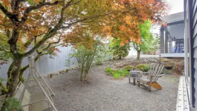 Enjoy mature landscaping throughout this property. Trees providing loads of privacy and shade, creating the perfect little hangout and fire pit spot in the back.