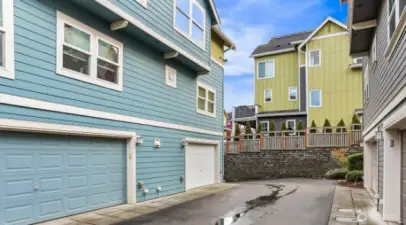 Alley entrance to garage.