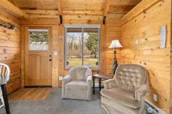 Great river view from inside the cabin.