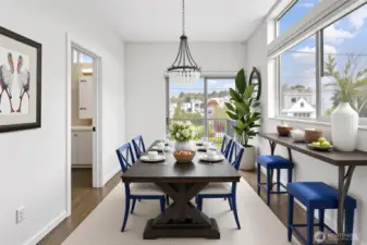 Note virtually staged dining room