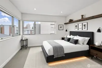 Note virtually staged master bedroom