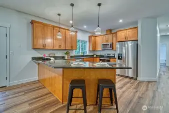 The peninsula will accommodate up to six barstools.