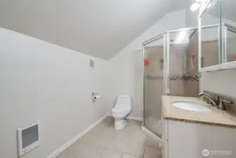 Upper 3/4 bathroom in perfect location.