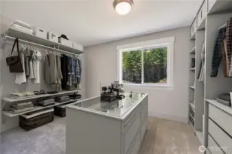 Virtually staged primary additional closet