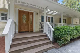 Front covered porch with trex decking