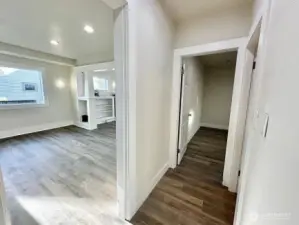 Hallway to Rooms & Bathroom & laundry hookups in hallway