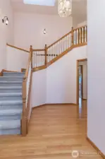 The stairs to the second story are newly carpeted