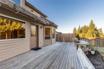 The dual level back decking includes a retractable awning