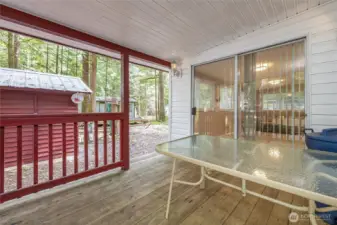 Covered deck.