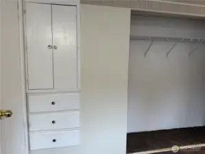 Next to the closet are these charming built ins